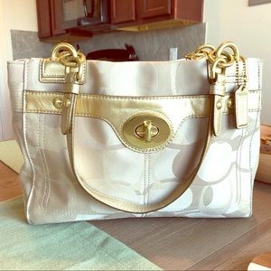 Champagne and gold Coach purse
